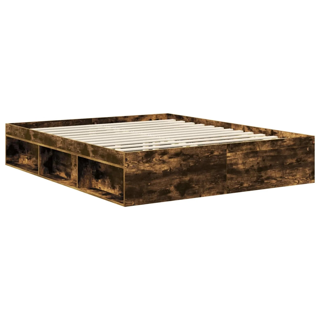 Struttura del letto Rovere fumé 160 x 200 cm Pino massello 3412465
