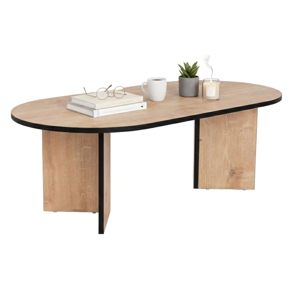 Tavolino da salotto Elain, Tavolo basso da caffè, Portariviste per divano, Ripiano da soggiorno, 119x60 h40 cm, Quercia e Nero