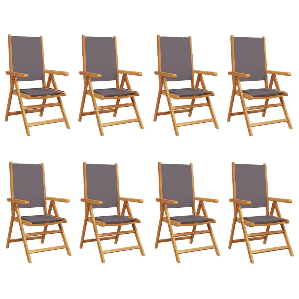 Sedie Giardino Reclinabili 8pz Antracite Tessuto Legno Massello