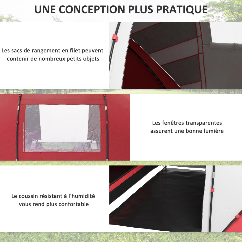 Tenda da campeggio familiare 4-6 persone ¨C zephmum ¨C grigio rosso