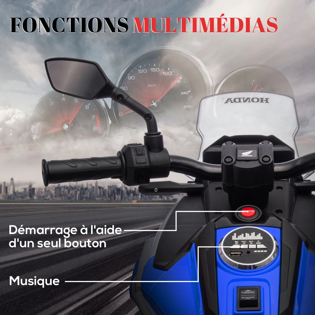 Moto elettrica per bambini ¨C zephmum ¨C 3-6 anni, con musica, fari blu