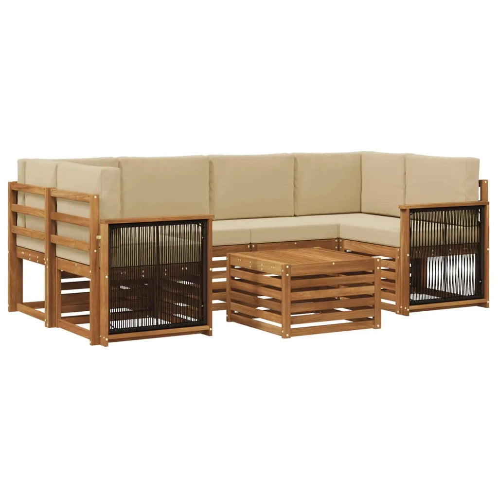 Set di divani da esterno 7 pz Naturale e Beige 3384084