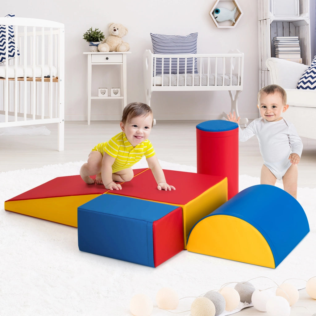 Set di 5 blocchi giocattoli con diverse forme e colori per bambini, Giocattolo per arrampicata e strisciamento