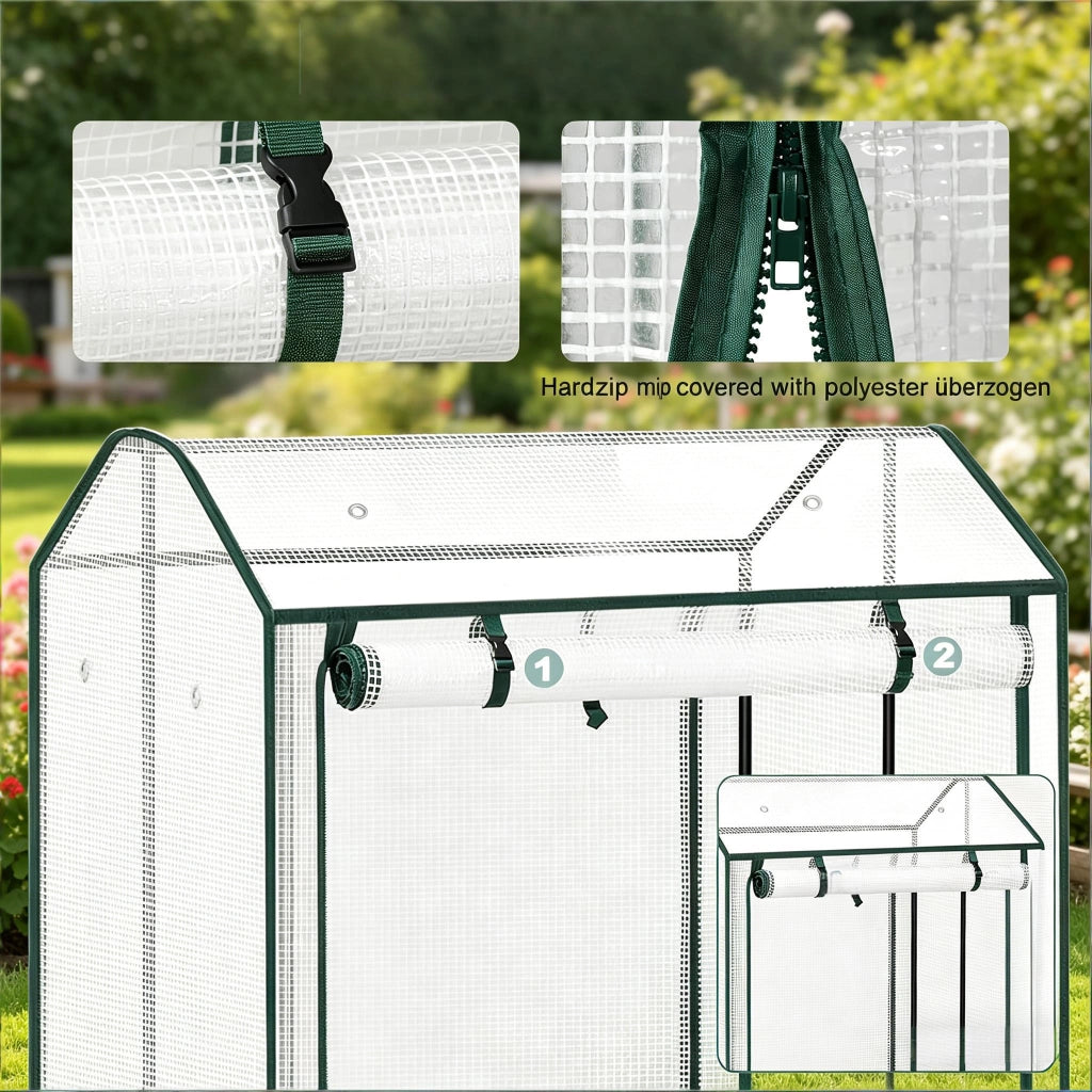 SERRA DA GIARDINO 100x83x150 cm in PE Bianco con porta frontale avvolgibile