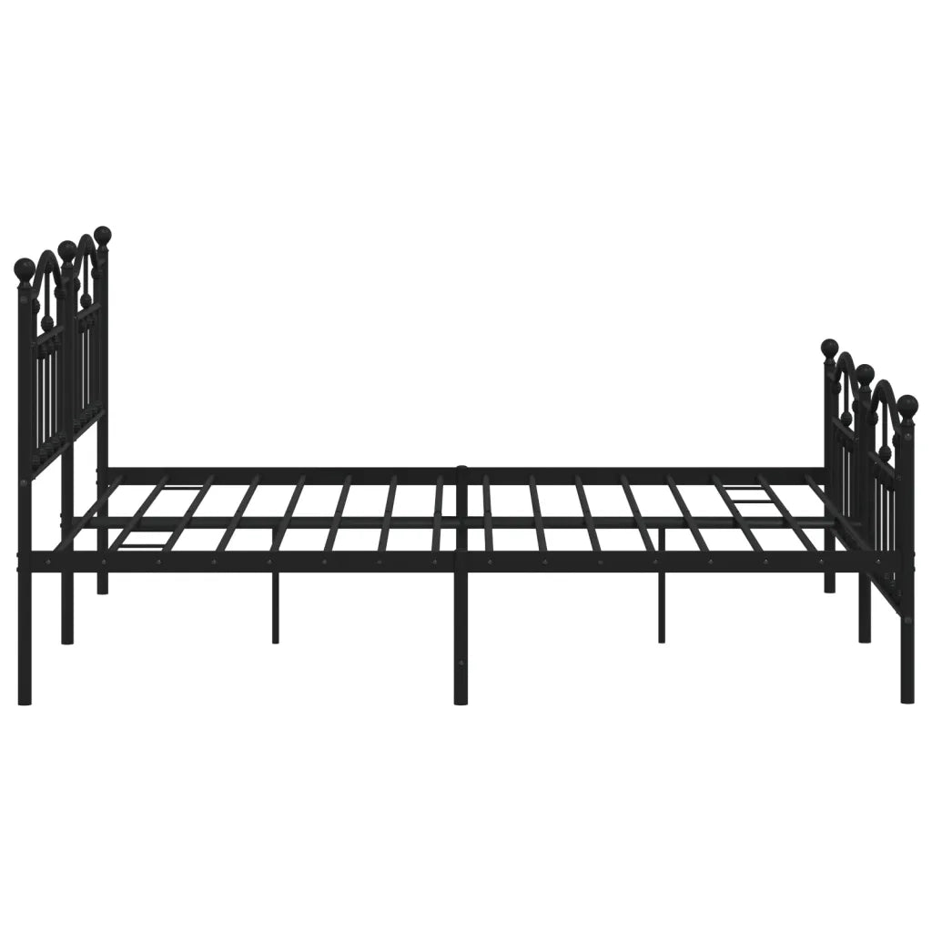 Letto matrimoniale | Letto per adulti | Giroletto senza Materaso con Pediera in Metallo Nero 180x200 cm