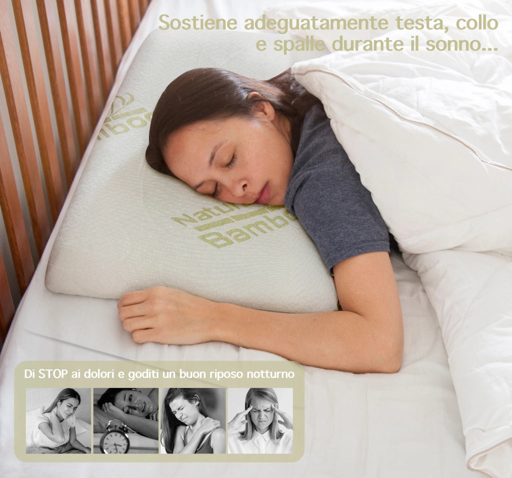Coppia Guanciali In Vero Memory Foam Cuscino Saponetta Fodera Bambù Guanciale Saponetta Made In Italy Cuscino Letto Antiacaro