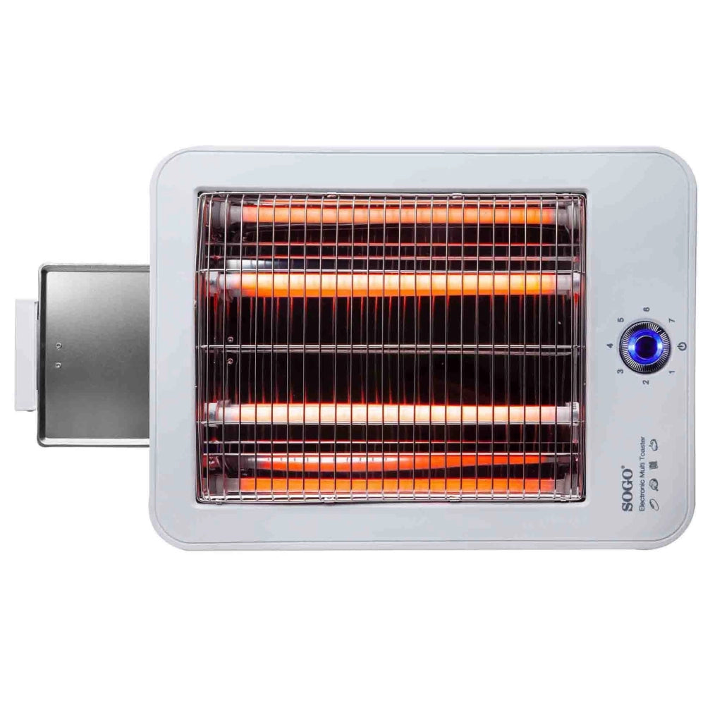 Tostapane orizzontale 4 fette, 7 livelli tostatura regolabili, vassoio briciole estraibile 700W cucina - SOGO