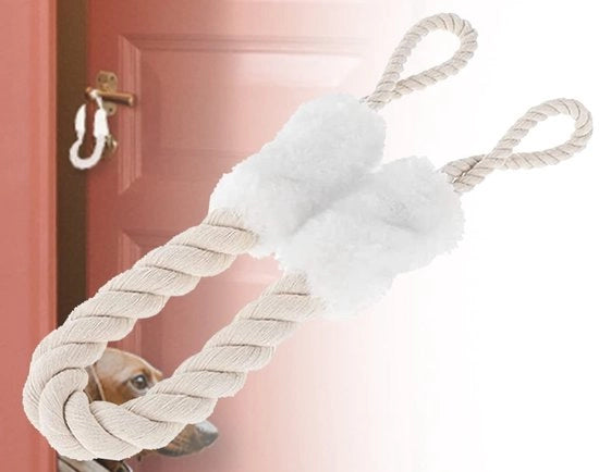 Stopperia in cotone per porte - Corda per porte - Protezione per le dita - Bianco - Protezione per le maniglie delle porte - Adatto per animali domestici e bambini -...