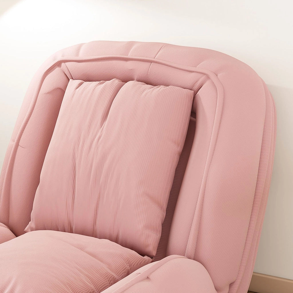 Divano letto ergonomico pieghevole con schienale a 5 posizioni e 2 cuscini in tessuto corduroy rosa
