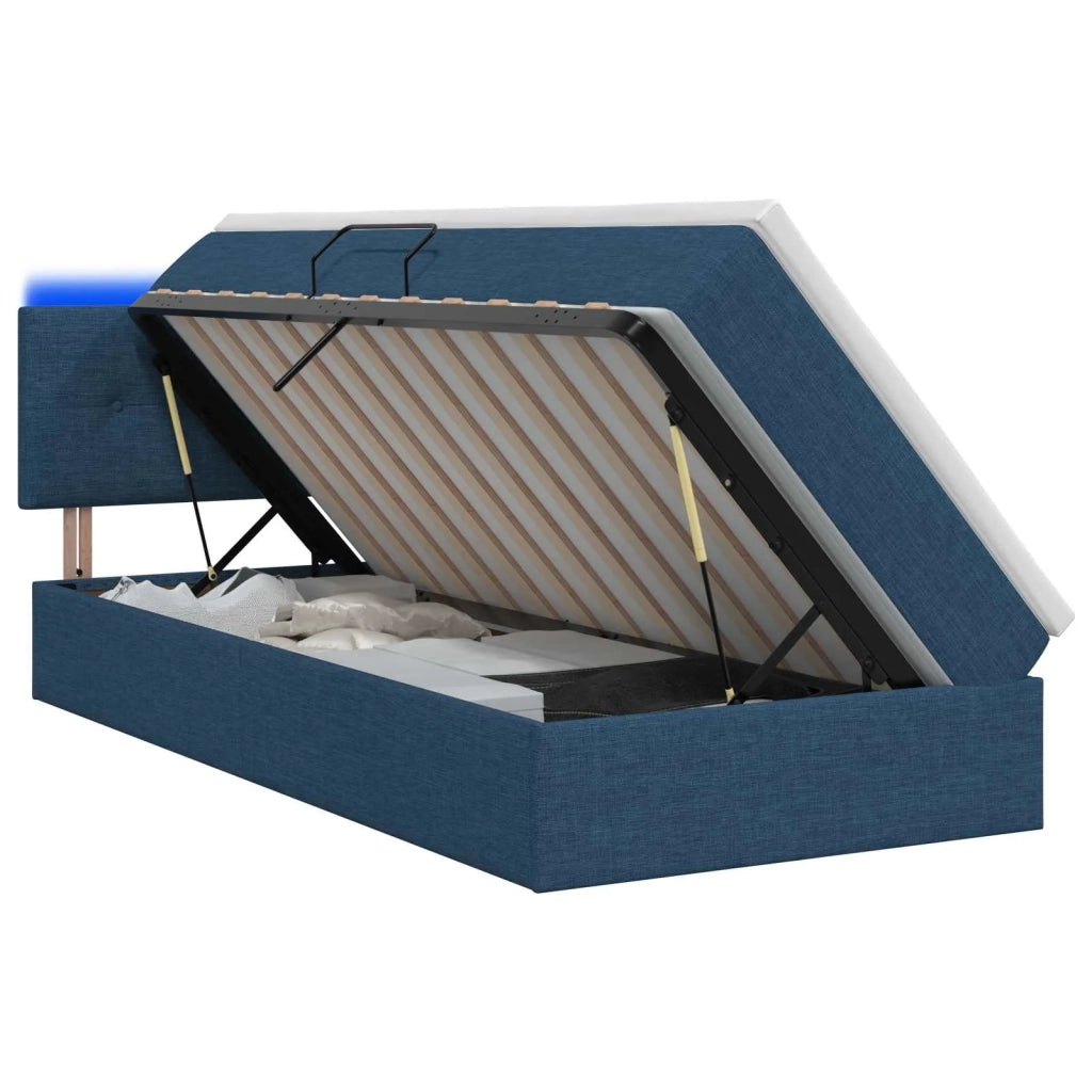 Letto con contenitore LED e materasso Blu 90 x 190 cm Tessuto 3459035