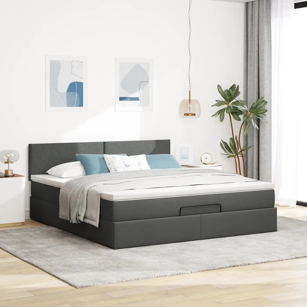 Struttura Letto Pouf con Materasso 180x200 cm in Tessuto 3311395