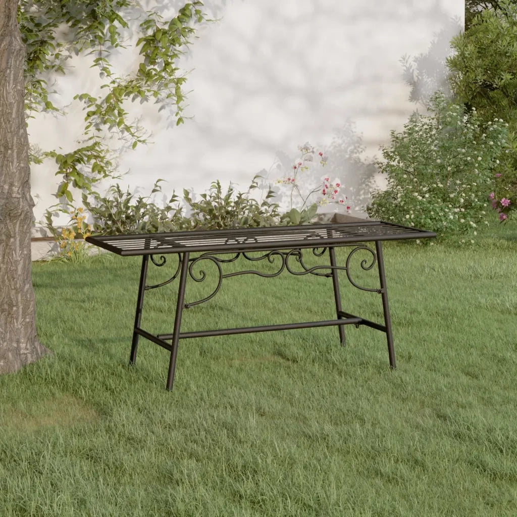 Panca da Giardino | Panchina per Albero 110 cm Nera in Acciaio