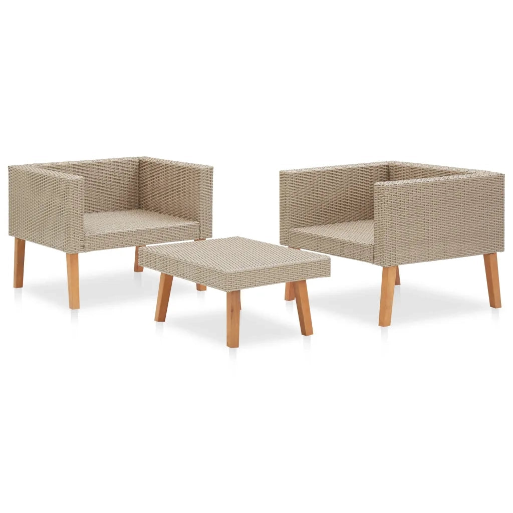 Set Divani da Giardino 3 pz con Cuscini in Polyrattan Beige 310217