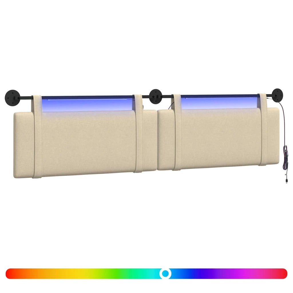 Testiera | Testata sospesa Con luce LED Crema Tessuto