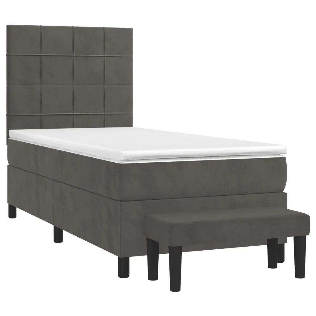 Giroletto a Molle con Materasso-Struttura Letto Grigio Scuro 80x200 cm Velluto 228472