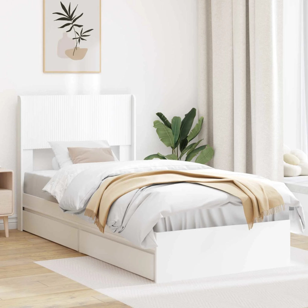 Struttura del letto con stoccaggio e testata Bianco 90 x 200 cm 3414413