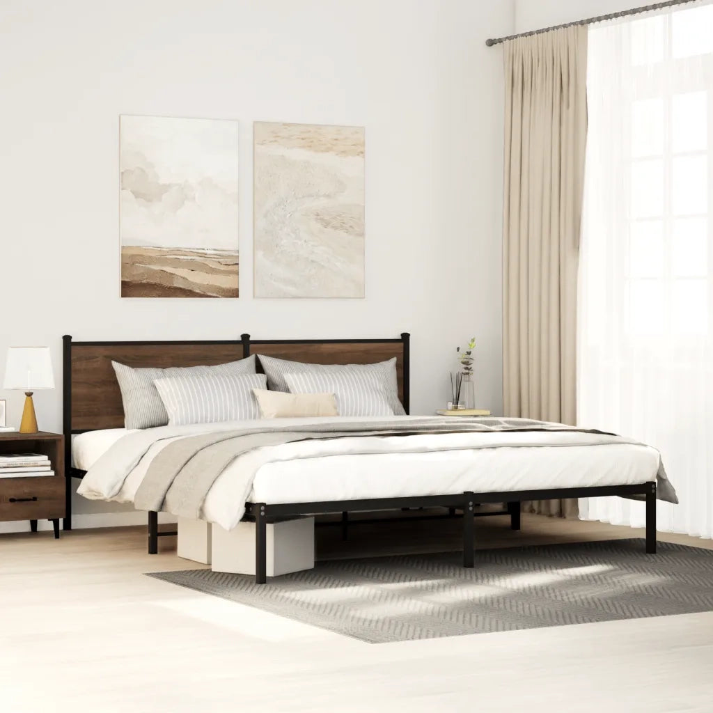 Giroletto senza Materasso in Metallo-Struttura Letto Rovere Marrone 180x200 cm 858635