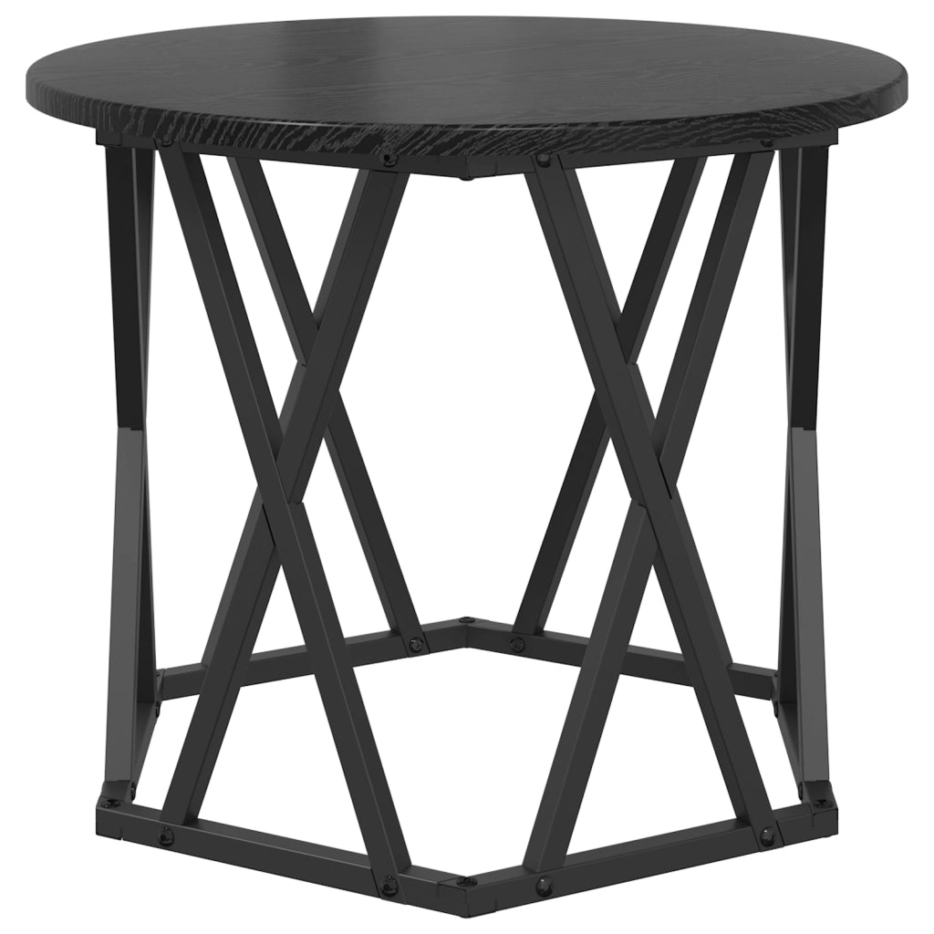 Set di 2 Tavolini Nesting Nero e Quercia in Legno Ingegnerizzato