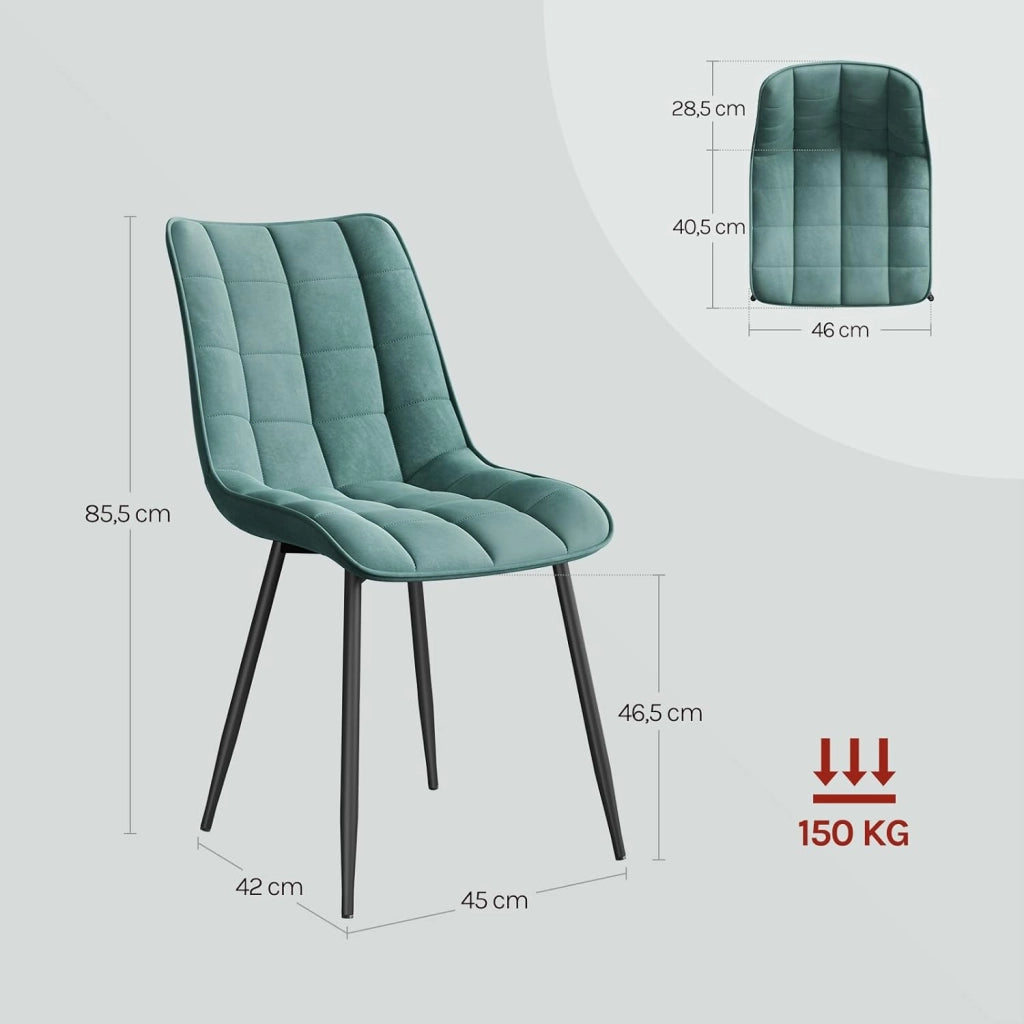 BH142ts-6 Sedie Sala da Pranzo Design Retrò Sgabello Imbottito con Rivestimento in Velluto Azzurro 6 Pezzi