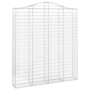 Cesto gabbione recinzione a gabbia muro di contenimento ad arco 200 x 30 x 220/240 cm ferro zincato argento 02_0040007