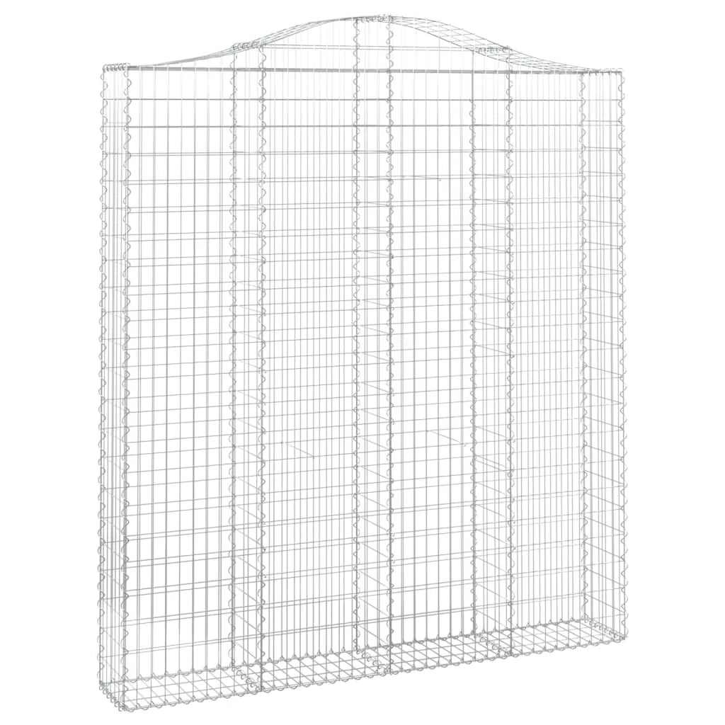 Cesto gabbione recinzione a gabbia muro di contenimento ad arco 200 x 30 x 220/240 cm ferro zincato argento 02_0040007