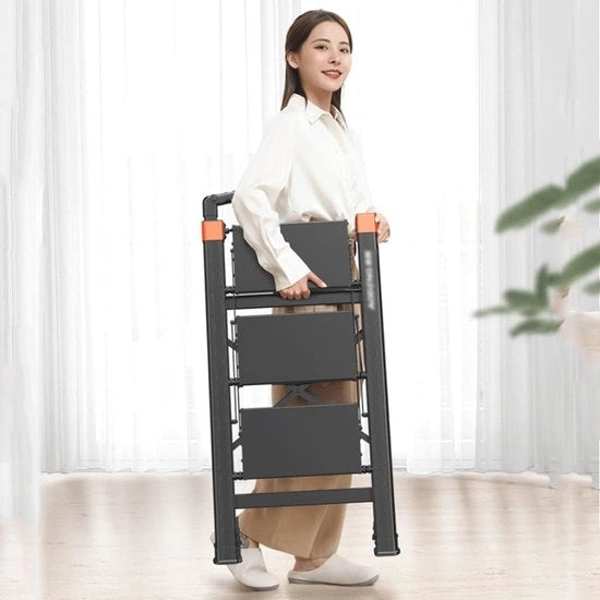 Ladder leggera 3-traps pieghevole con pedale antiscivolo e maniglia - Scala portatile fino a 150kg