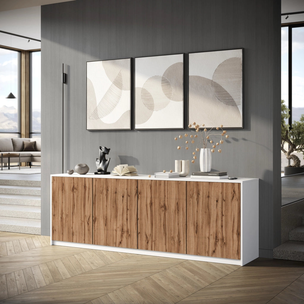 Buffet 4 ante BUDAPEST bianco/quercia