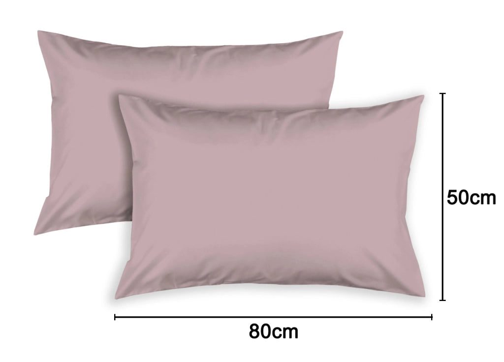 Coppia Federe Letto A Sacco Con Patella In Cotone Percalle Tinta Unita - Federe - Rosa