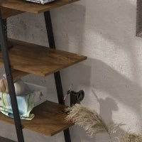 Scaffale Libreria 4 Livelli in Truciolato e Acciaio ad A