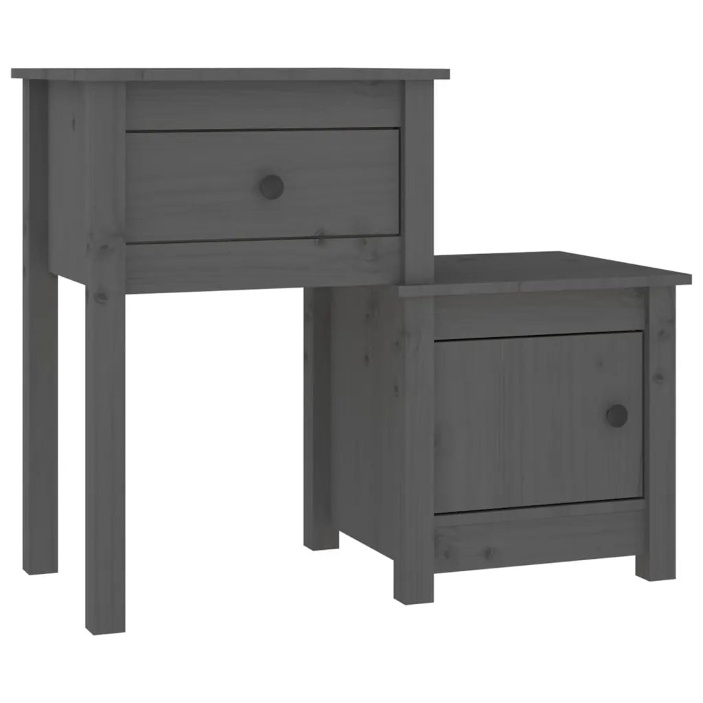 Comodini 2 pz-Set di 2 Tavolino da notte Grigi 79,5x38x65,5 cm in Legno Massello di Pino
