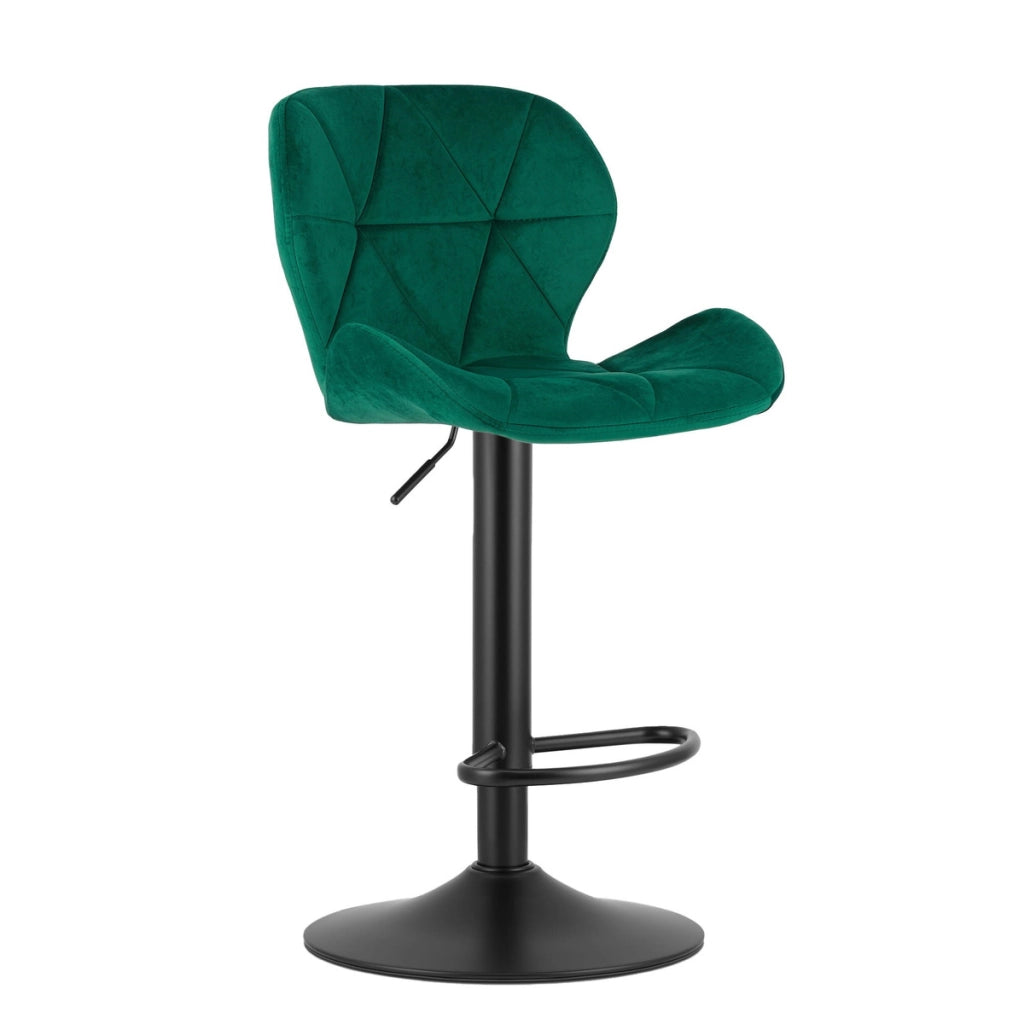 Set di 2 sgabelli alti West in velluto verde smeraldo