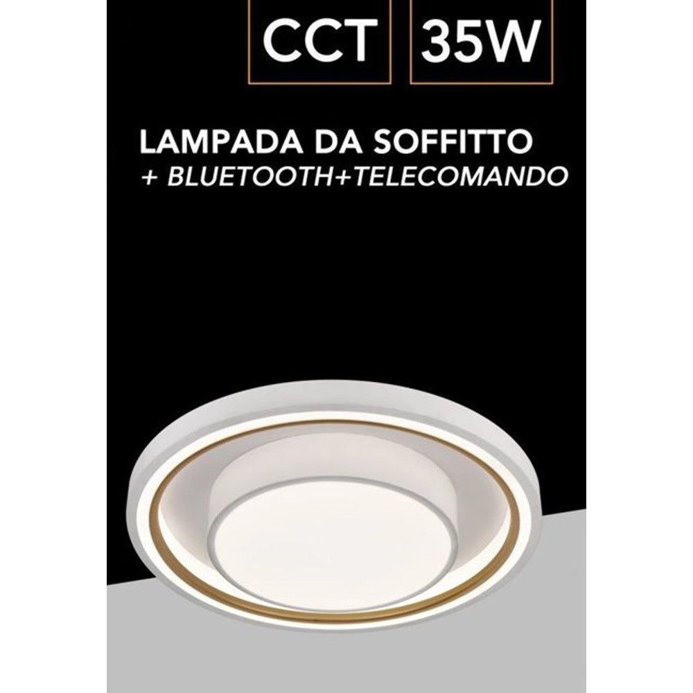 Trade Shop - Plafoniera Led 35w Cct 3 Colorazioni Luce Gestibile Con Telecomando App Bluetooth Pn-31-3c -