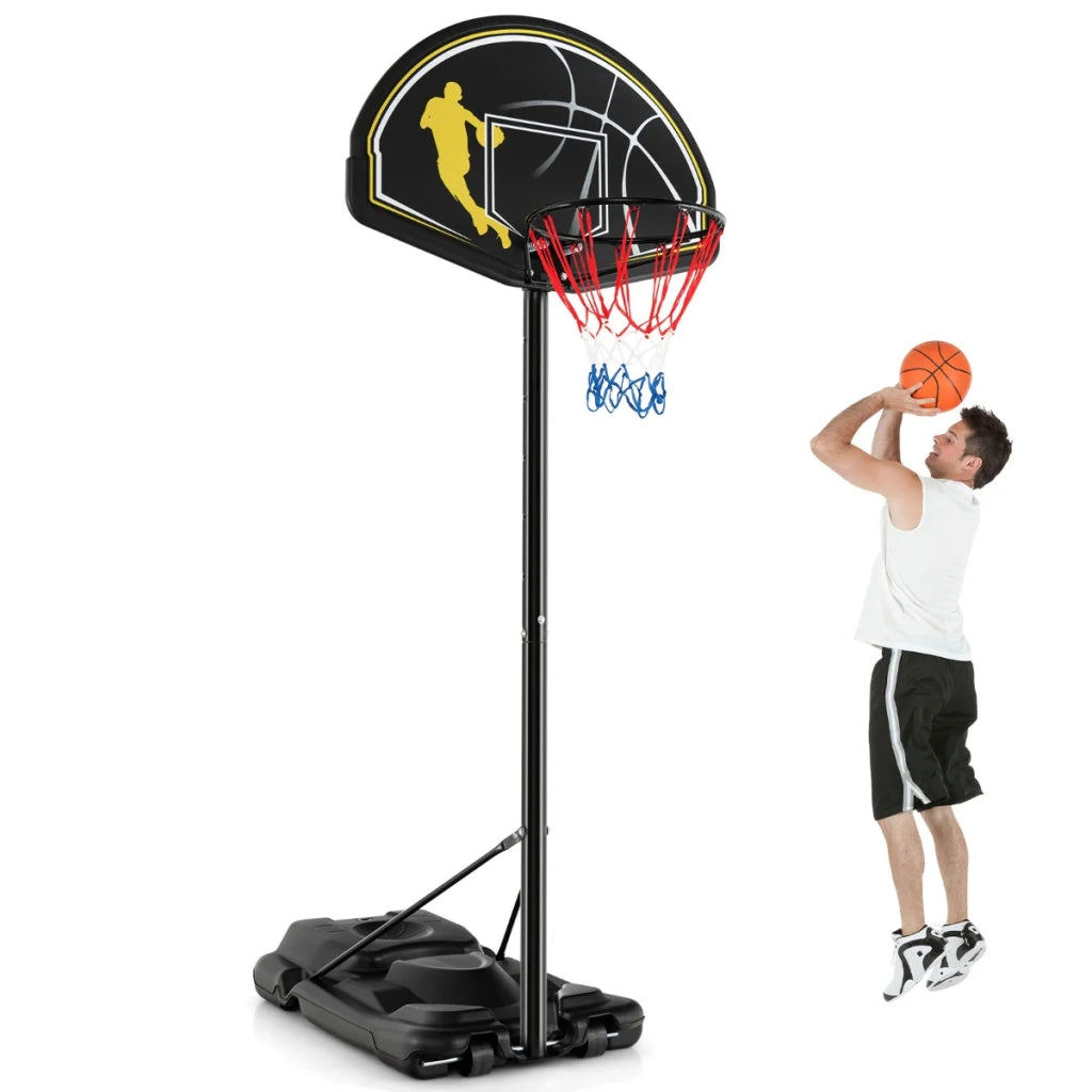 Canestro da basket portatile regolabile 130 x 305 cm 2 ruote maggiore stabilità design per esterni metallo nero 20_0019604