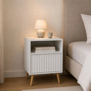 Ledareno, Comodino un Cassetto, 47x40x61h cm Bianco