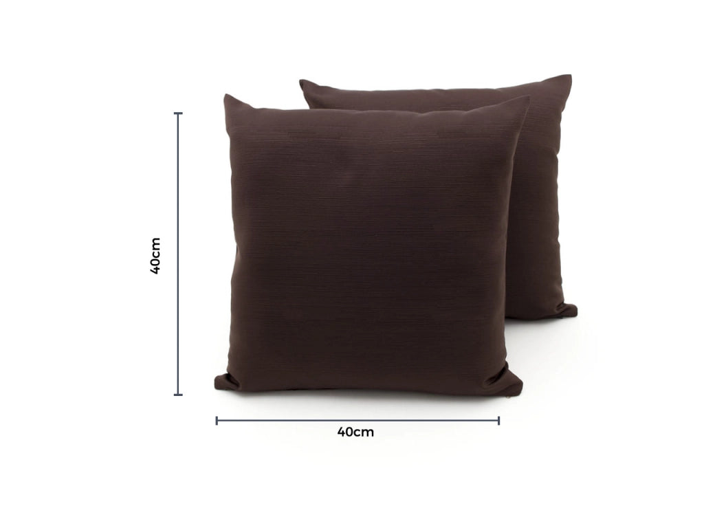 Coppia Cuscini Arredo Imbottiti Tessuto Ottoman In Tinta Unita Colore Marrone 26 - 40x40 - Marrone 26