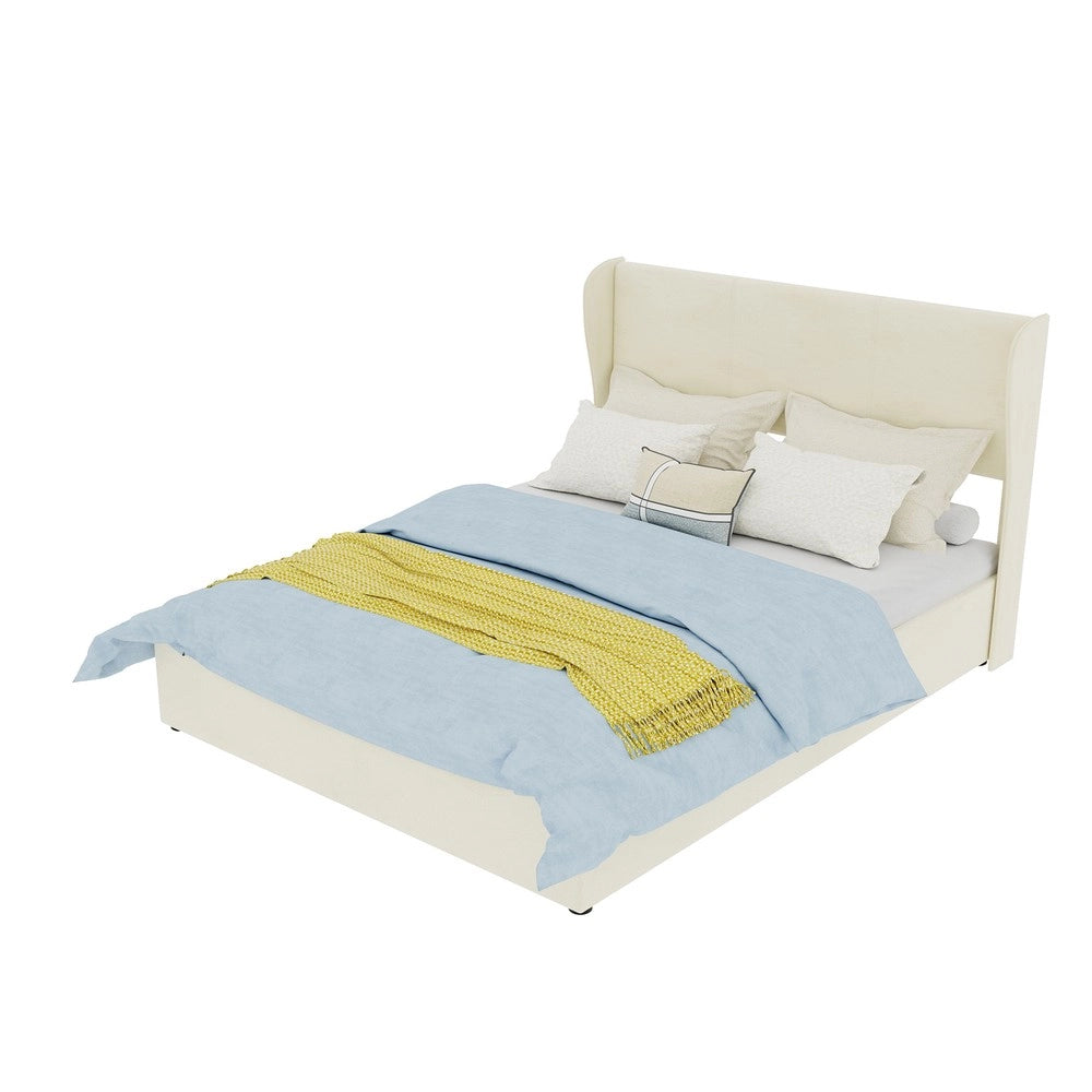 Letto Contenitore Imbottito con Testiera ¨C MINIMAL ¨C Beige 140x200 con Materasso