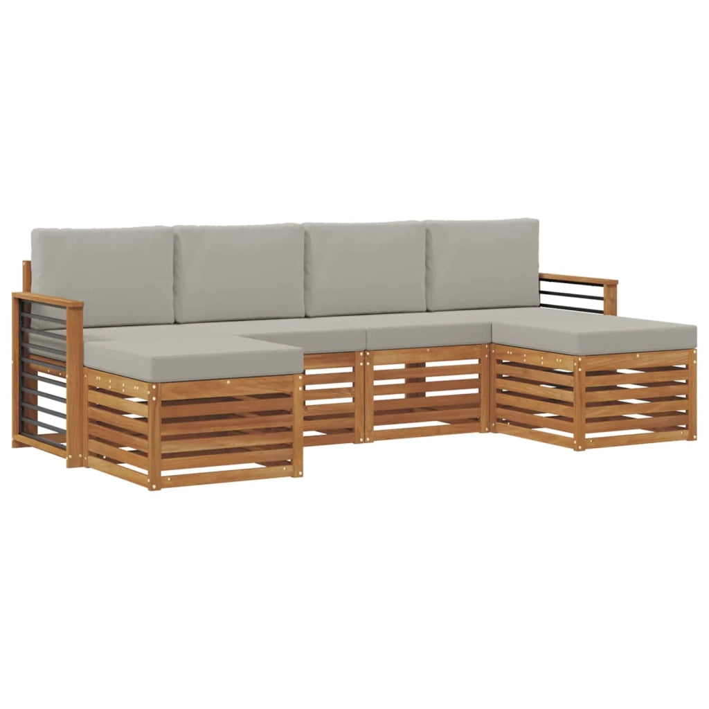 Set divani con cuscino 6 pcs Grigio Naturale e Chiaro