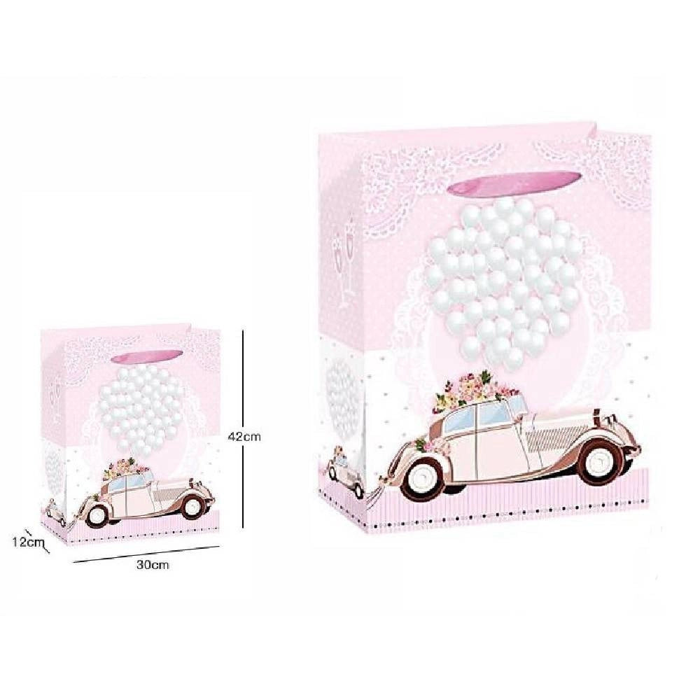 Trade Shop - 3pz Buste Busta Regalo Sacchetto 30x42x12cm Matrimoni Nozze 63978 Varie Fantasie -