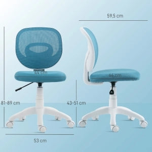 Sedia da ufficio ergonomica con schienale a C in rete seduta in schiuma altezza regolabile base girevole e ruote blu