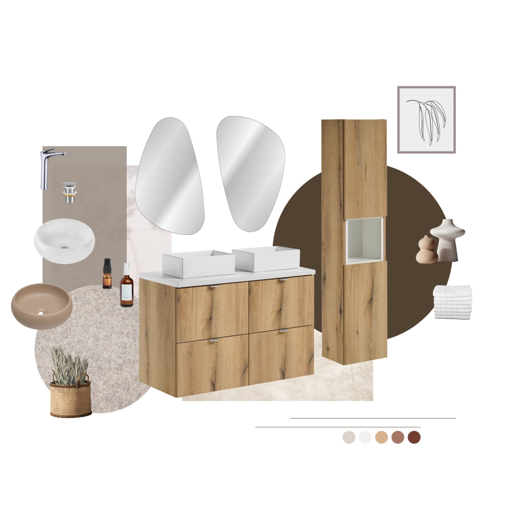 Set mobili bagno 50 cm con piano Nova Oak 50 x 1401 x 40 cm
