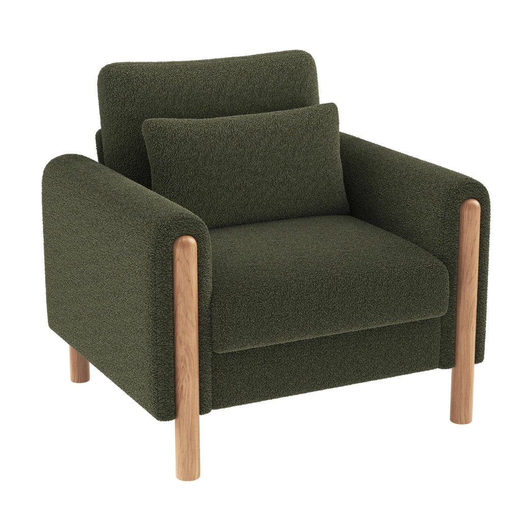 Poltrona relax 87x83x88，5 cm in tessuto peluche verde