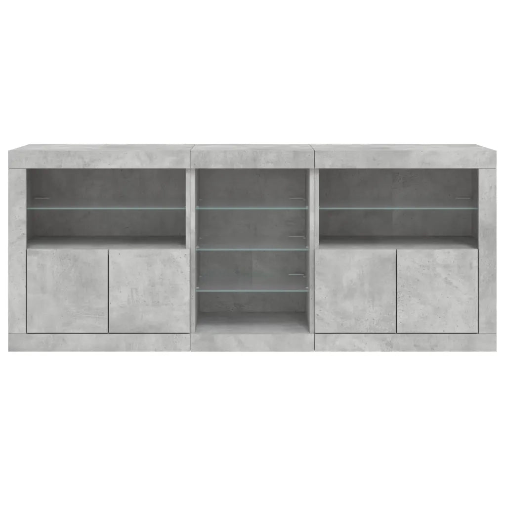 Credenza con Luci LED Grigio Cemento 181,5x37x67 cm 3209040