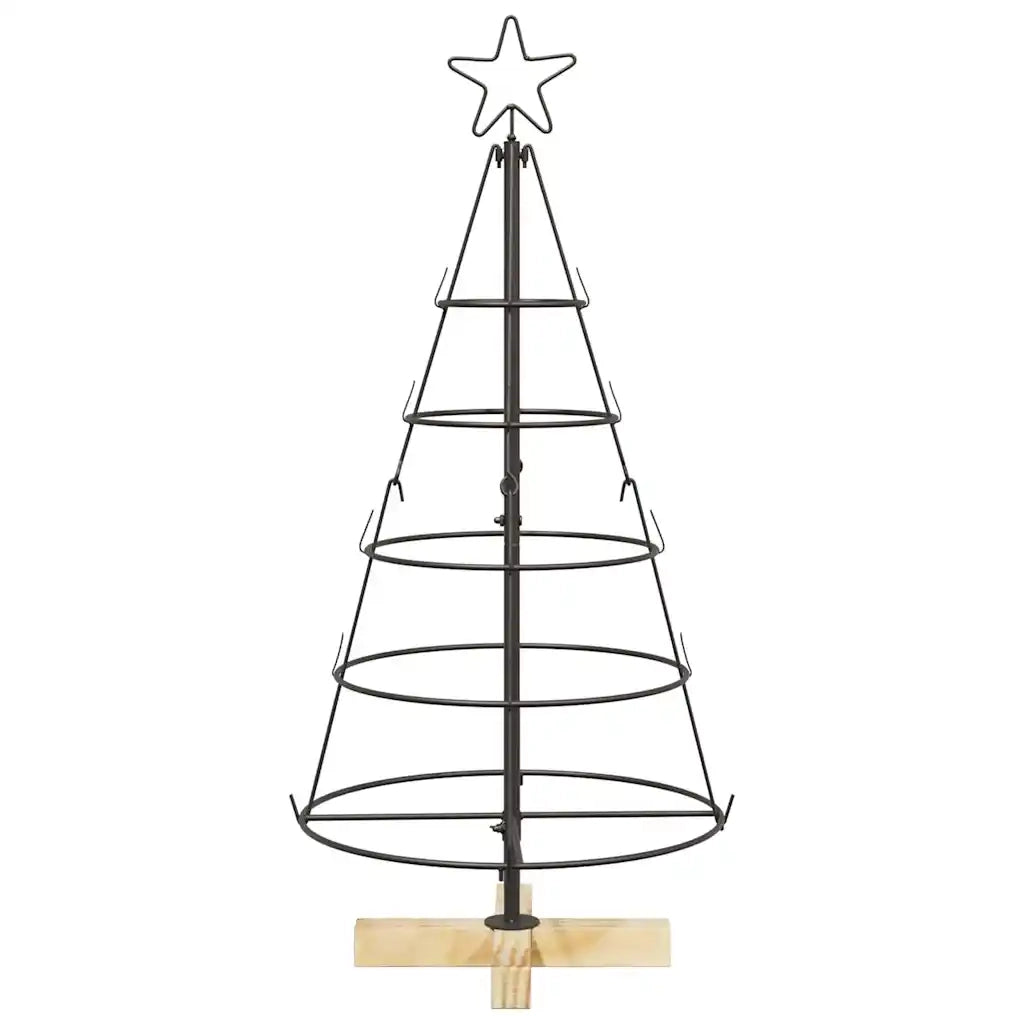 Albero a Cono di Natale | Decorazioni natalizie con supporto Nero 90 cm Acciaio