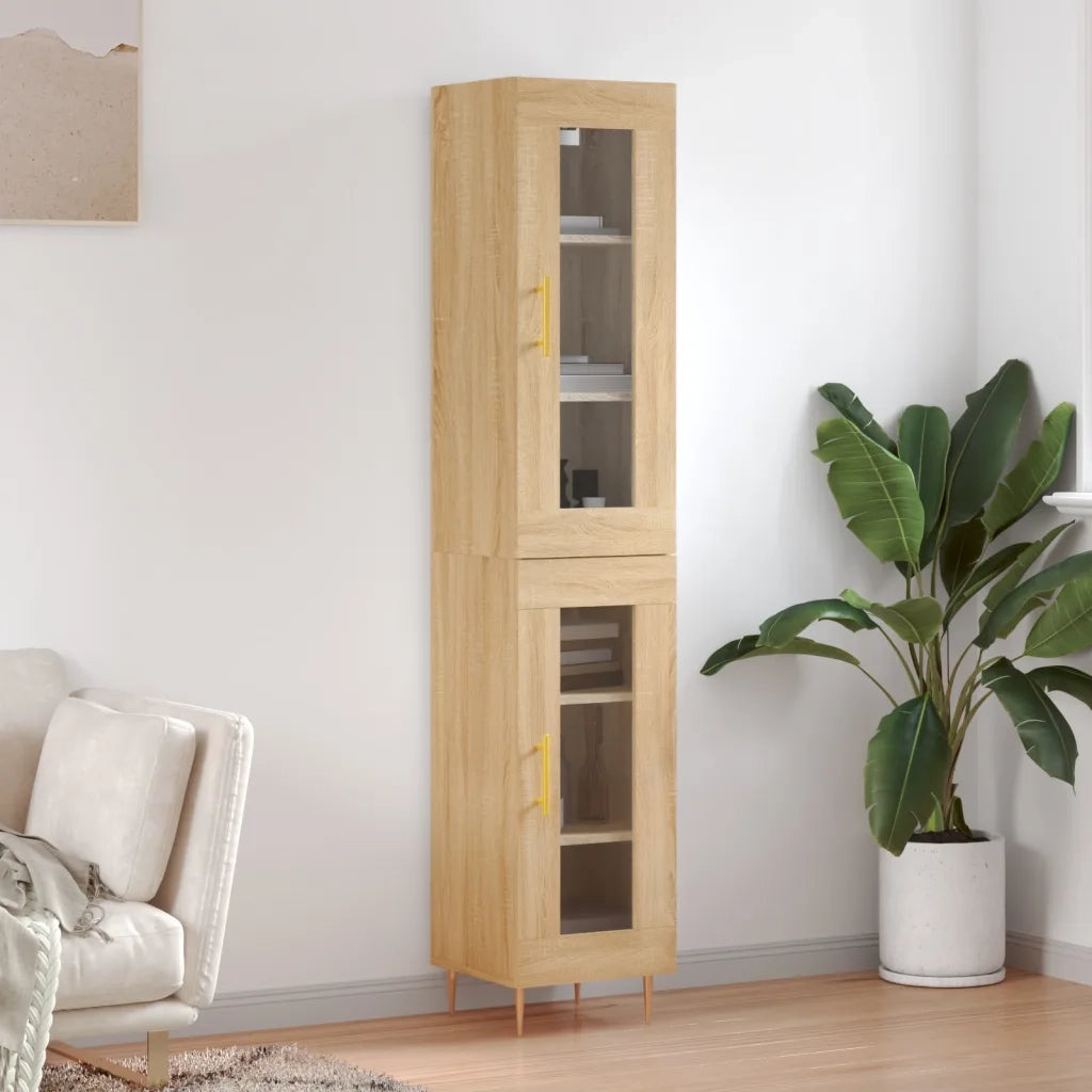 Credenza-Buffet-Armadio da cucina Rovere Sonoma 34,5x34x180 cm in Legno Multistrato 335258