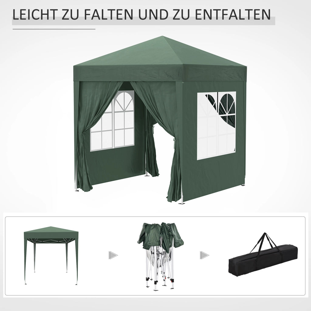 Gazebo pieghevole ¨C zephmum ¨C 2x2m verde scuro metallo