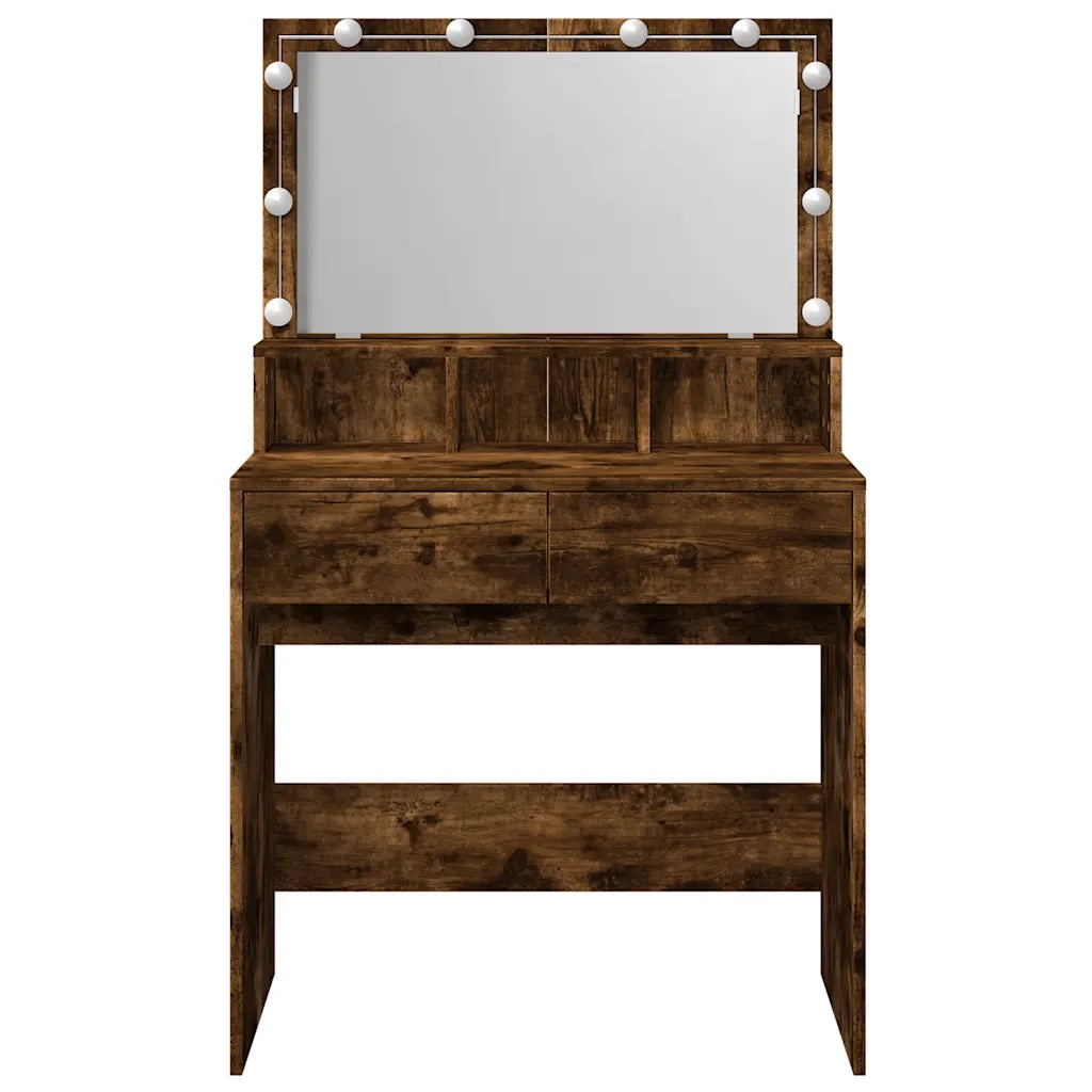 vidaXL Toeletta con LED Rovere Fumo 80x41x134,5 cm