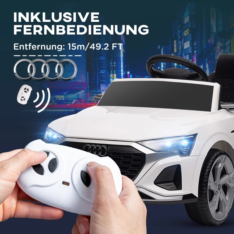 Auto elettrica per bambini, Audi Q8 12V, 3-5 km/h, telecomando, fari, musica, bianca