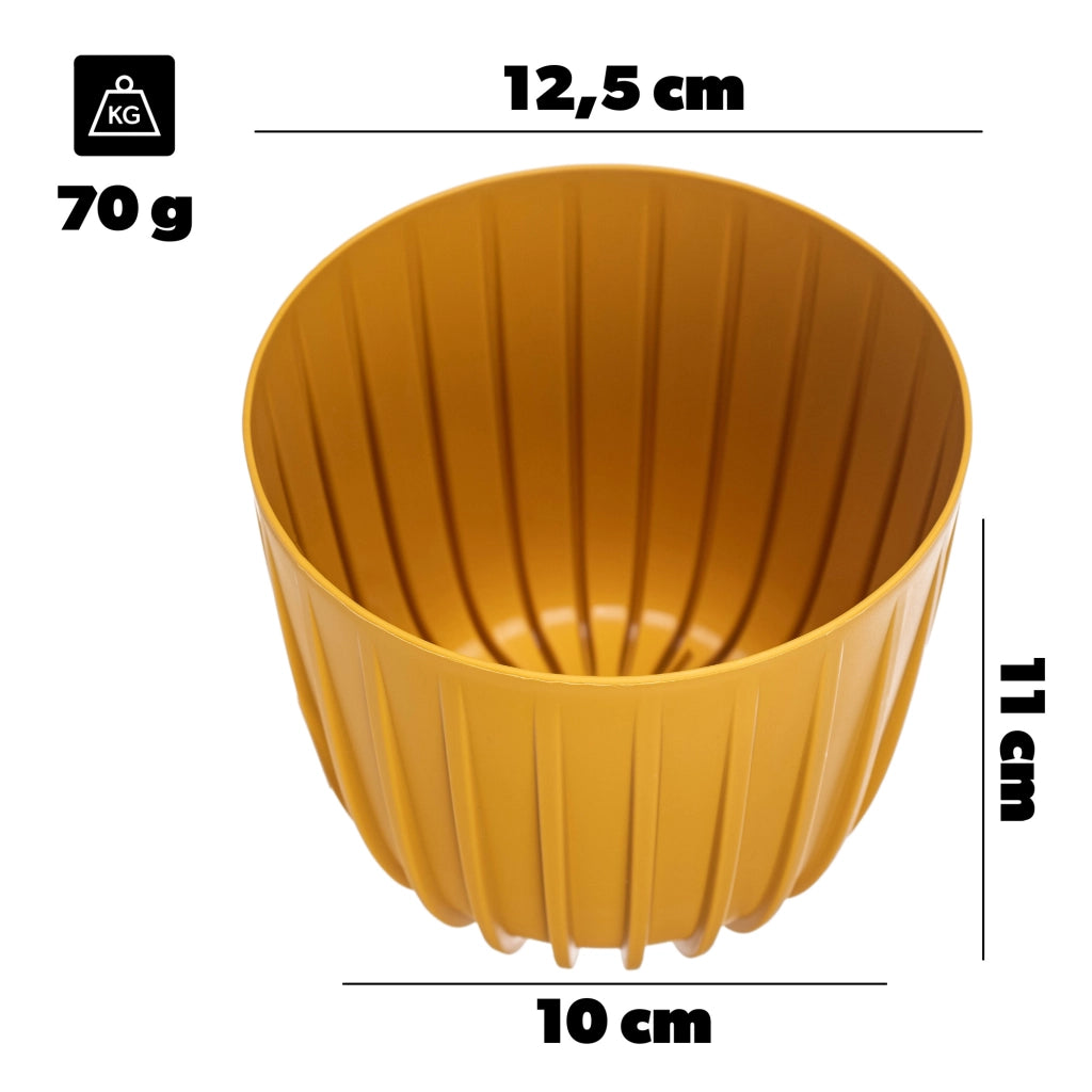 KADAX Vaso da fiori, coprivaso rotondo da 12,5 cm in plastica, supporto per fiori giallo