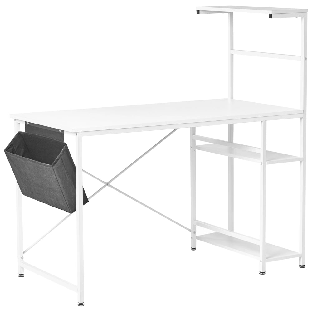 Scrivania da ufficio con piano e gambe in MDF bianco, finitura verniciata a polvere, stile scandinavo moderno