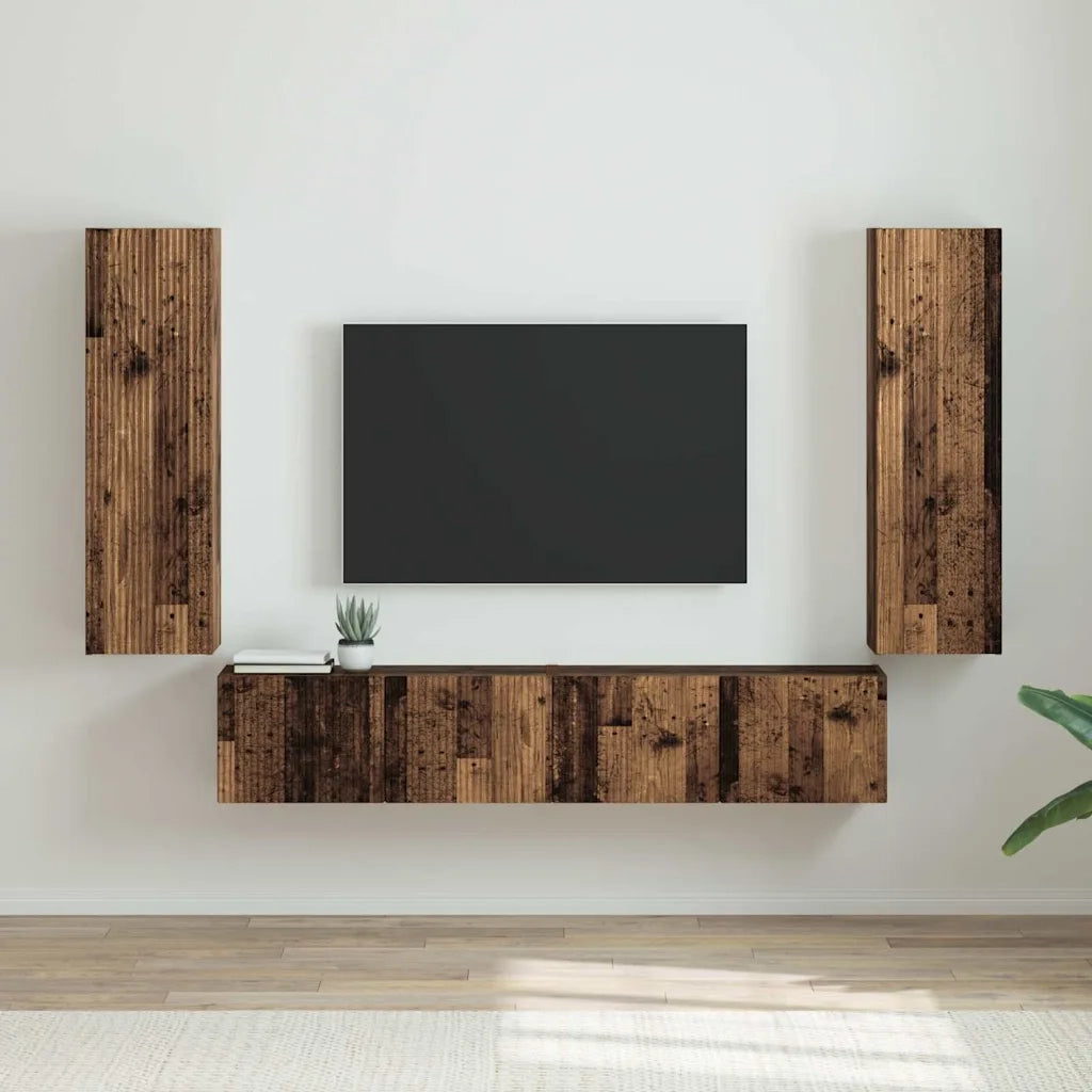 Mobile TV da parete 2 pz-Set di 2 Mobile TV a Muro-Credenza TV Legno vecchio 30 x 31 x 100 cm